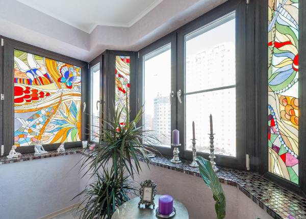 Витражи на балконе в Долгопрудном